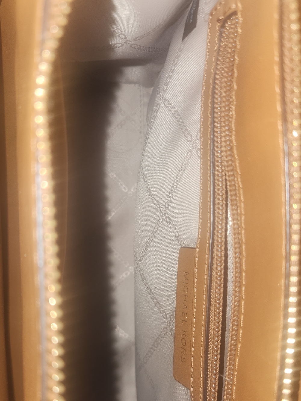 Michael Kors Autentic  Brown Signature Satchel with Tan Leather Trim - Picture 3 of 6